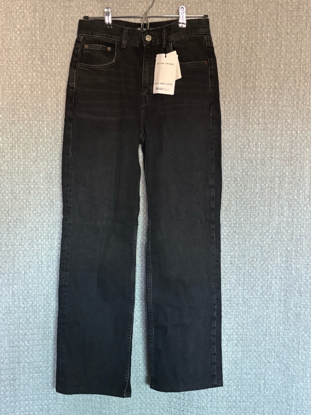 NWT Pull & Bear Black Wide Leg High Rise Jeans Size 6 / 28